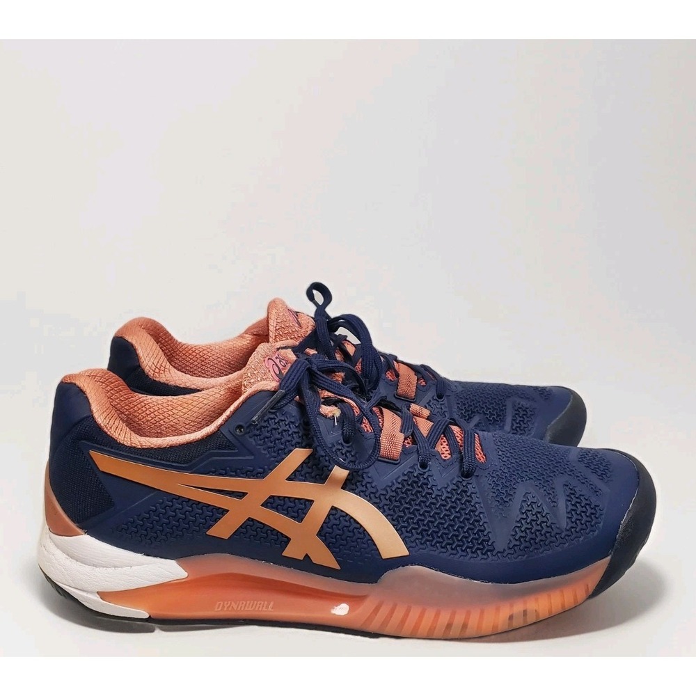 ASICS® Women's 9.5‎ GEL-Resolution 8 Tennis Pickleball Shoes in Blue Pink White - Picture 2 of 10
